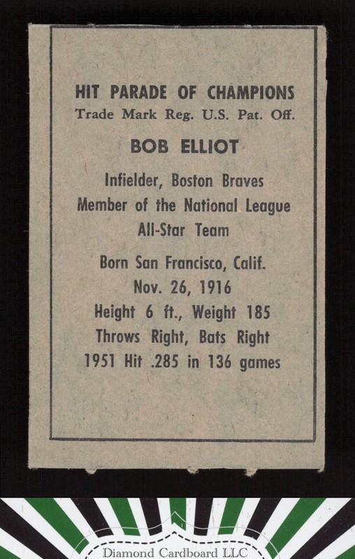 1952 Berk Ross # Bob Elliott EXMT b, back
