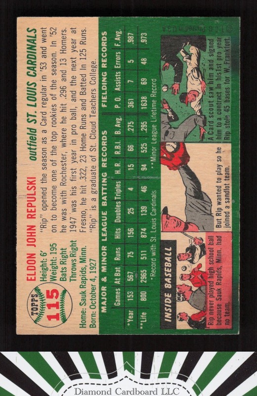 1954 Topps #115 Rip Repulski EX (ST) m, back