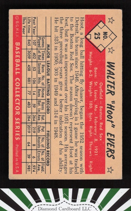 1953 Bowman Color #25 Hoot Evers VGEX+ a, back