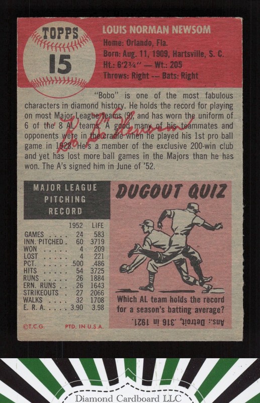 1953 Topps #15 Bobo Newsom EXMT h, back