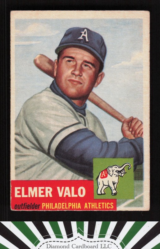 1953 Topps #122 Elmer Valo : Bio uses white text VG b, front