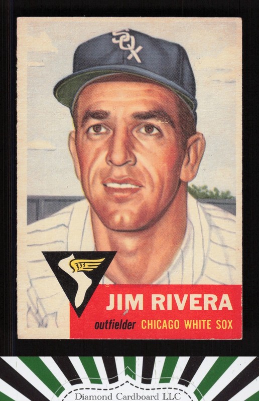 1953 Topps #156 Jim Rivera : Bio uses white text EX d, front