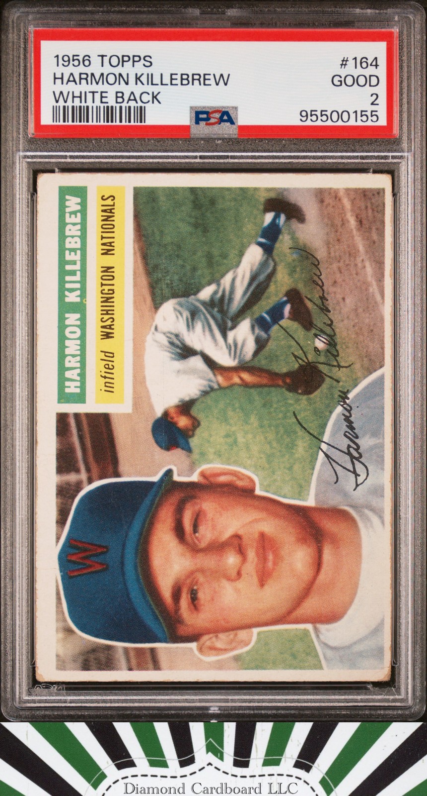1956 Topps #164 Harmon Killebrew PSA 2 - VERY RARE White Back, front