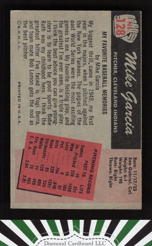 1955 Bowman #128 Mike Garcia VG, back