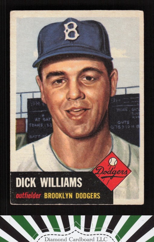 1953 Topps #125 Dick Williams : Bio uses black text VG e, front