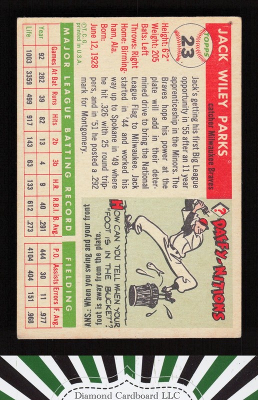 1955 Topps #23 Jack Parks VGEX w, back