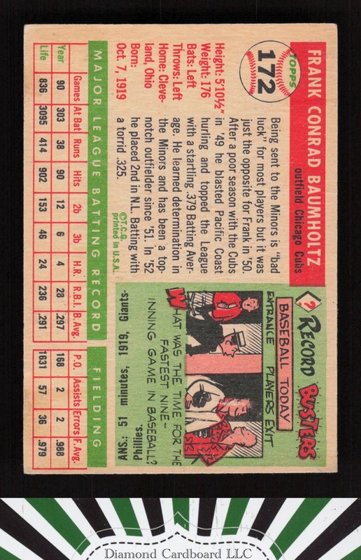 1955 Topps #172 Frank Baumholtz VGEX a, back