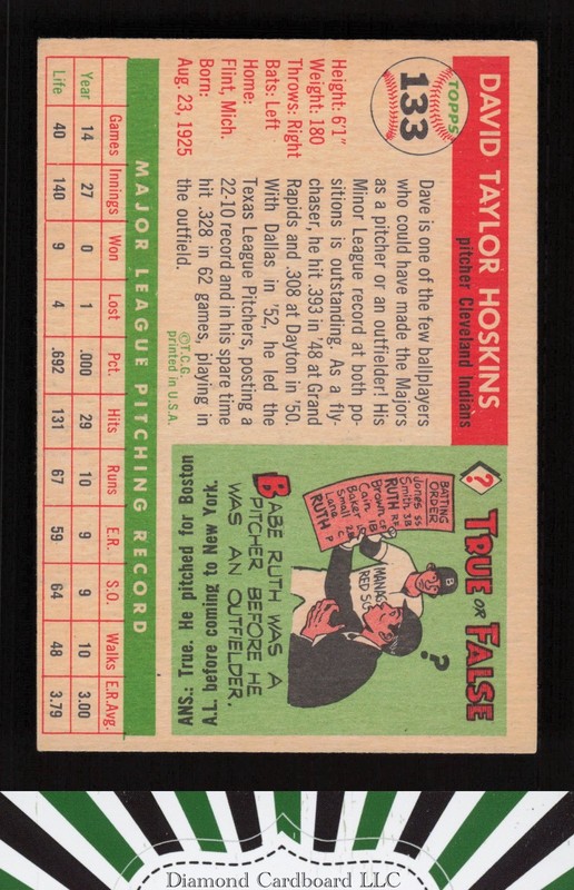 1955 Topps #133 Dave Hoskins VGEX f, back
