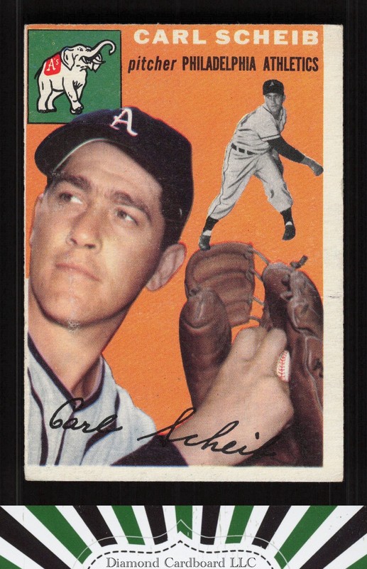 1954 Topps #118 Carl Scheib VGEX (MC) d, front