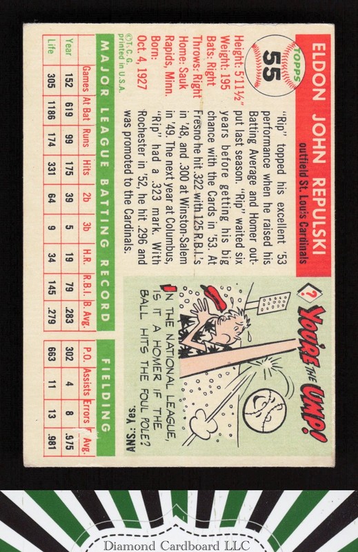 1955 Topps #55 Rip Repulski VGEX d, back