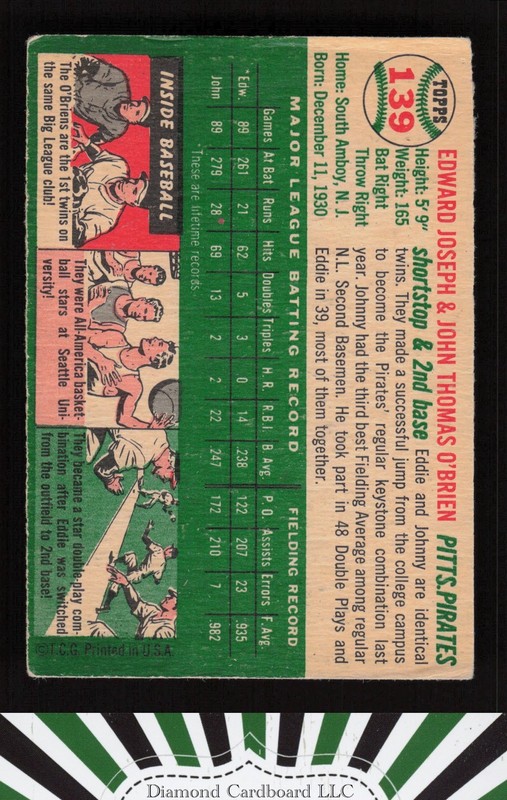 1954 Topps #139 Ed & John O'Brien GD+ [CENTERED] k, back