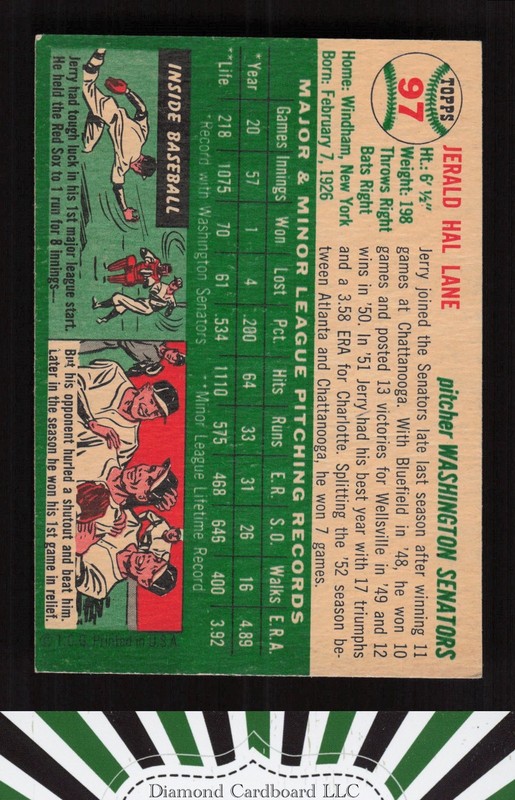 1954 Topps #97 Jerry Lane EXMT (OC) d, back