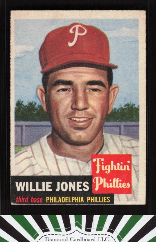 1953 Topps #88 Willie Jones : Bio uses white text VGEX h, front