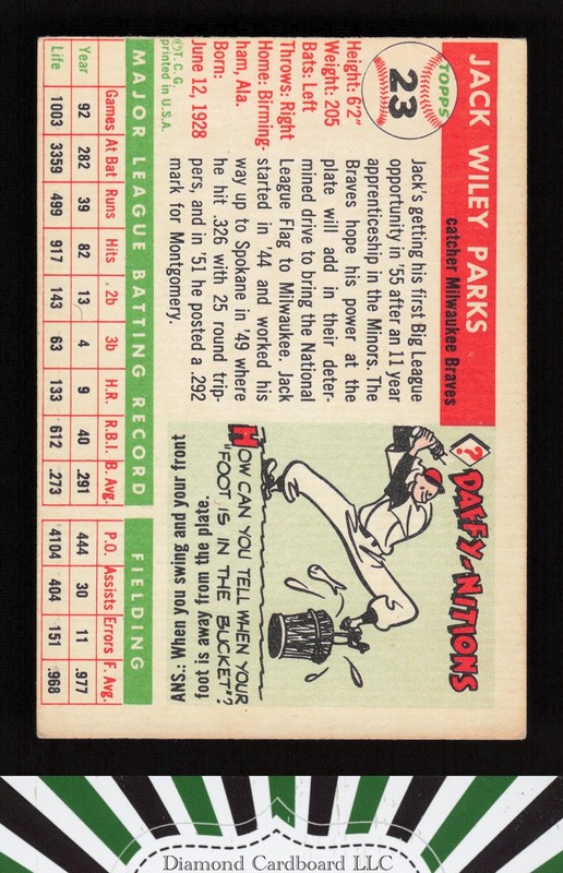 1955 Topps #23 Jack Parks VGEX (MC) m, back