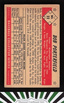 1953 Bowman Color #22 Bob Porterfield GD a, back