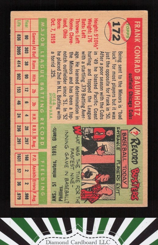 1955 Topps #172 Frank Baumholtz EX c, back