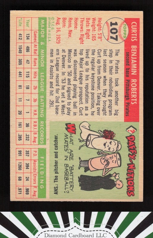 1955 Topps #107 Curt Roberts VGEX m, back