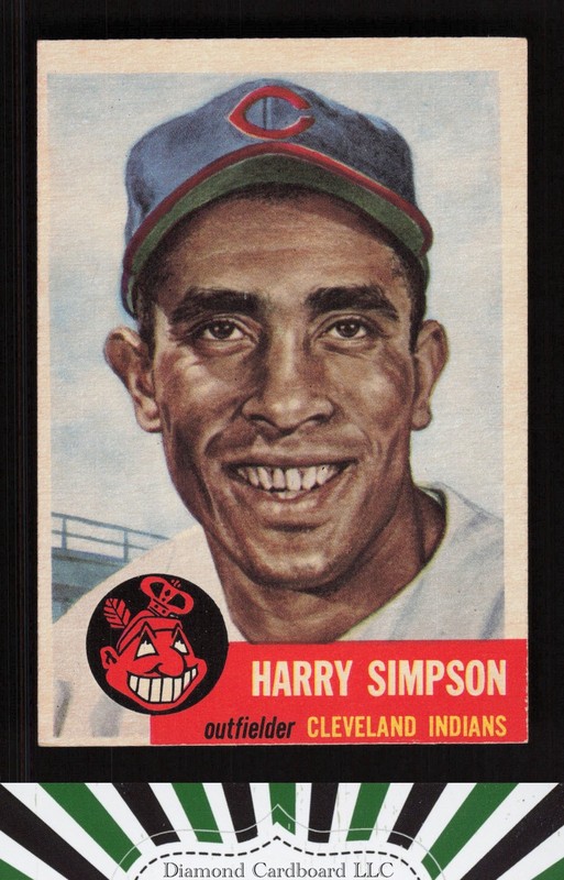 1953 Topps #150 Harry Simpson : Bio uses white text EX g, front