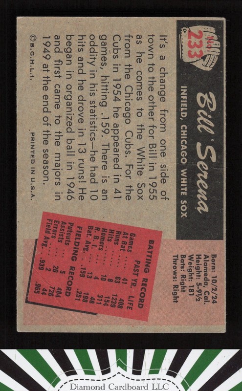 1955 Bowman #233 Bill Serena VG, back