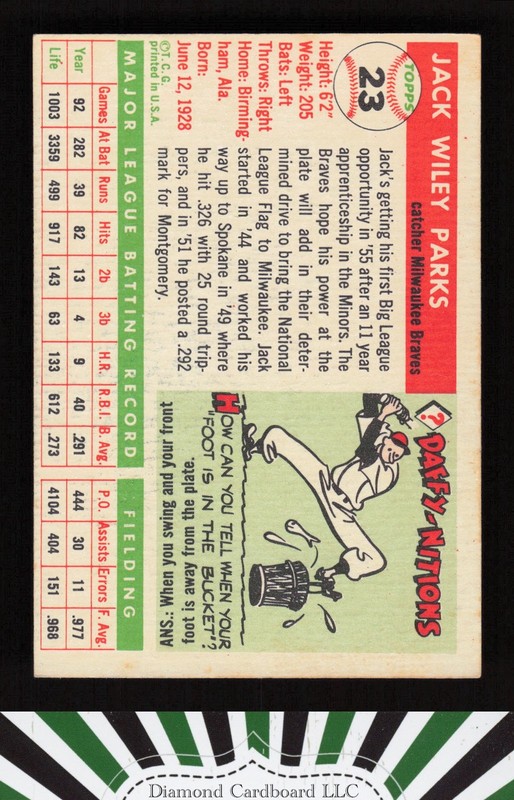 1955 Topps #23 Jack Parks EX (MC) k, back
