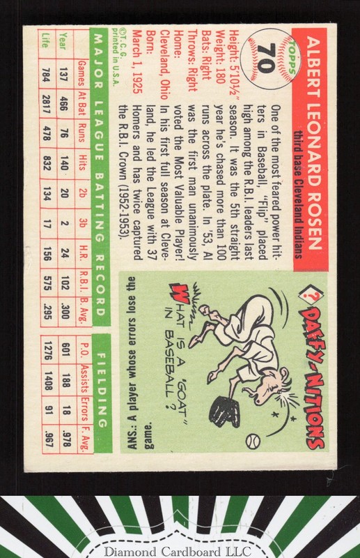 1955 Topps #70 Al Rosen GD+ f, back