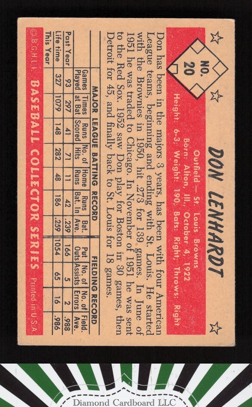 1953 Bowman Color #20 Don Lenhardt VGEX [CENTERED] b, back