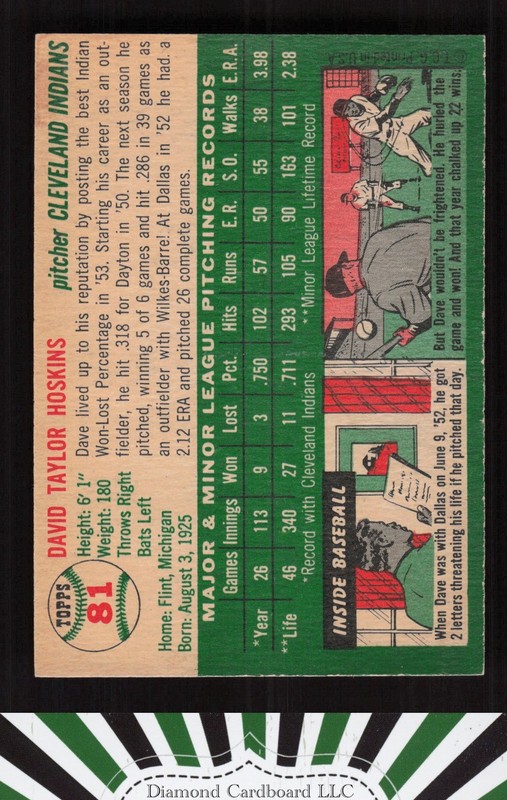 1954 Topps #81 Dave Hoskins NMMT (ST) k, back