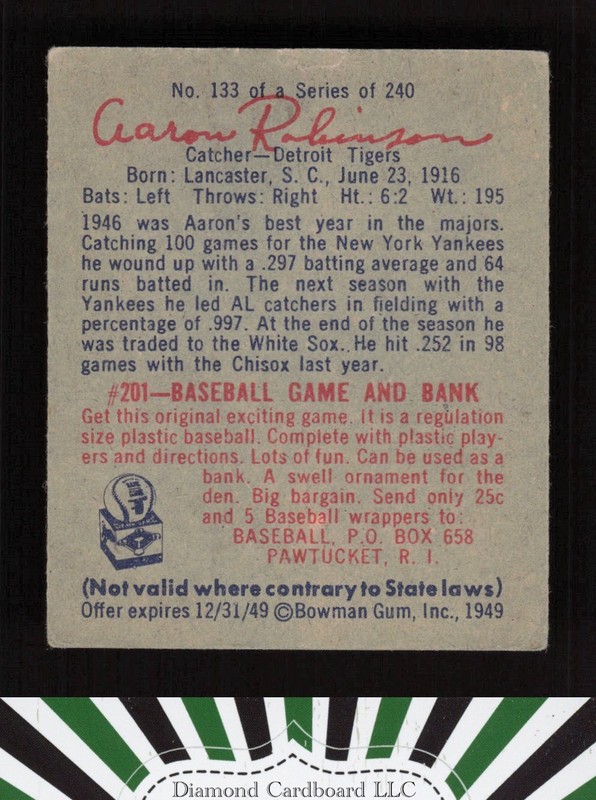 1949 Bowman #133 Aaron Robinson VG a, back