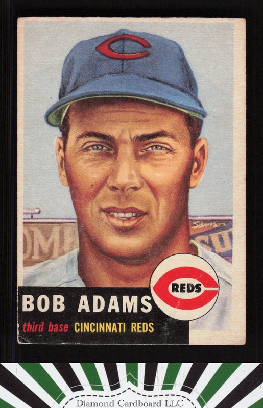 1953 Topps #152 Bobby Adams : Bio uses white text VG b, front