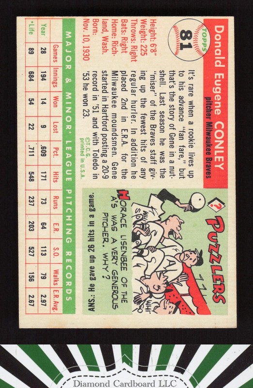 1955 Topps #81 Gene Conley EX o, back