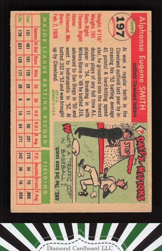 1955 Topps #197 Al Smith VGEX i, back
