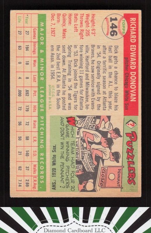1955 Topps #146 Dick Donovan VGEX e, back