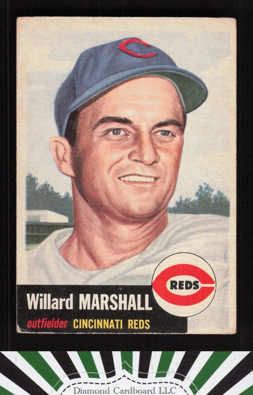 1953 Topps #95 Willard Marshall : Bio uses white text GD+ a, front