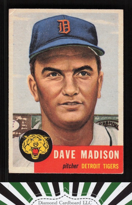 1953 Topps #99 Dave Madison : Bio uses black text VG+ c, front