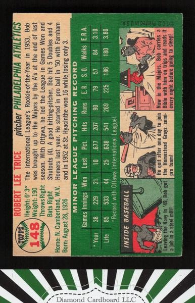 1954 Topps #148 Bob Trice VGEX j, back