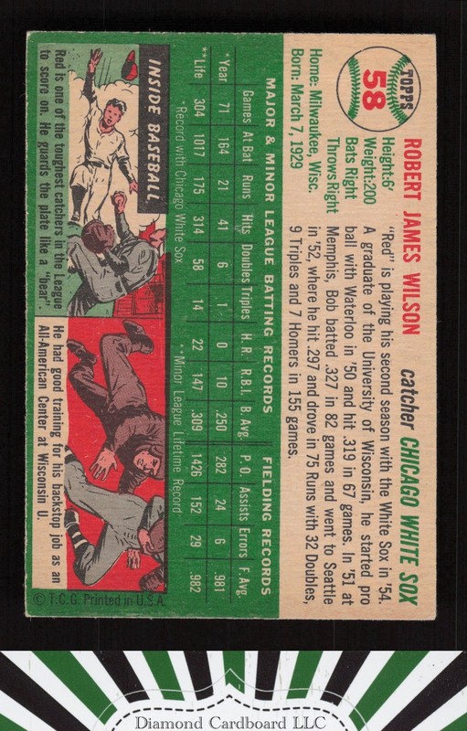 1954 Topps #58 Bob Wilson VGEX j, back
