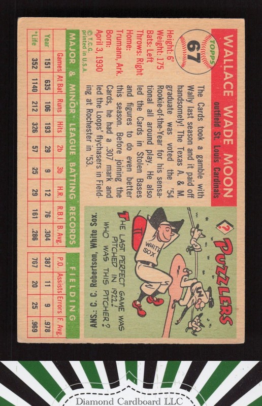 1955 Topps #67b Wally Moon VGEX i, back