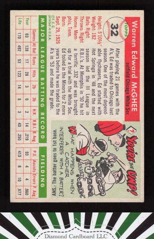 1955 Topps #32 Ed McGhee VGEX+ o, back
