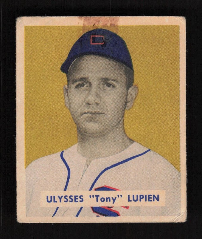 1949 Bowman #141 Ulysses "Tony" Lupien VG (but tape on front), front