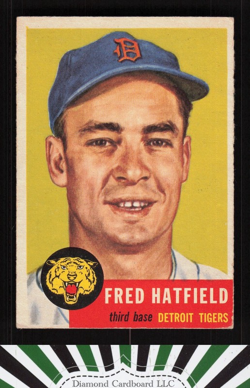 1953 Topps #163 Fred Hatfield : Bio uses black text VG+ j, front