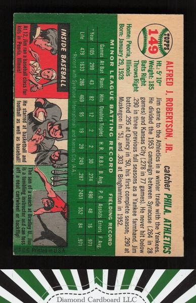 1954 Topps #149 Jim Robertson VGEX i, back