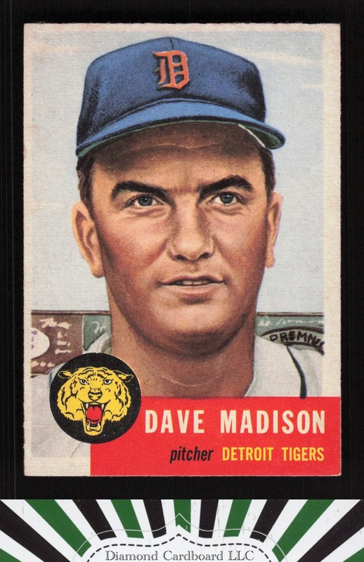 1953 Topps #99 Dave Madison : Bio uses white text VGEX+ i, front