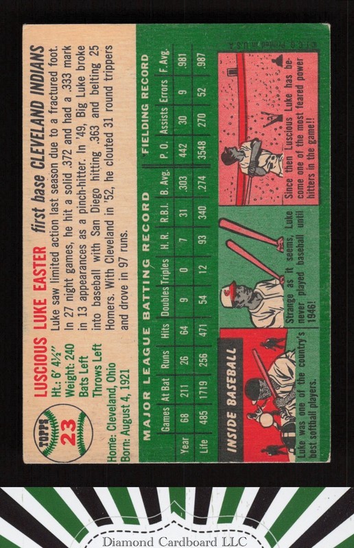 1954 Topps #23 Luke Easter VGEX f, back