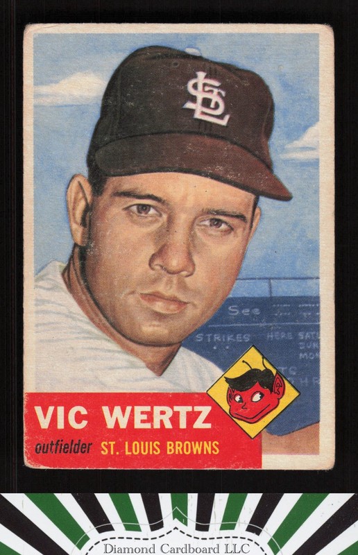 1953 Topps #142 Vic Wertz : Bio uses black text GD a, front