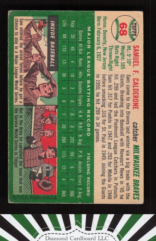 1954 Topps #68 Sammy Calderone VG n, back