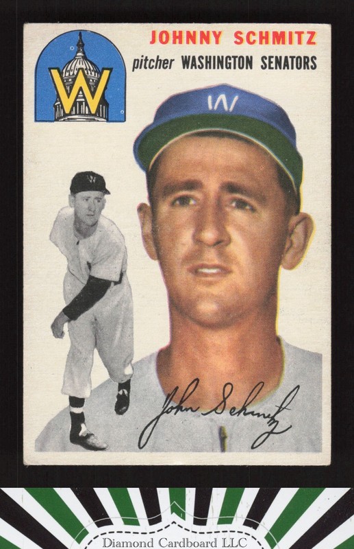 1954 Topps #33 Johnny Schmitz VGEX+ d, front
