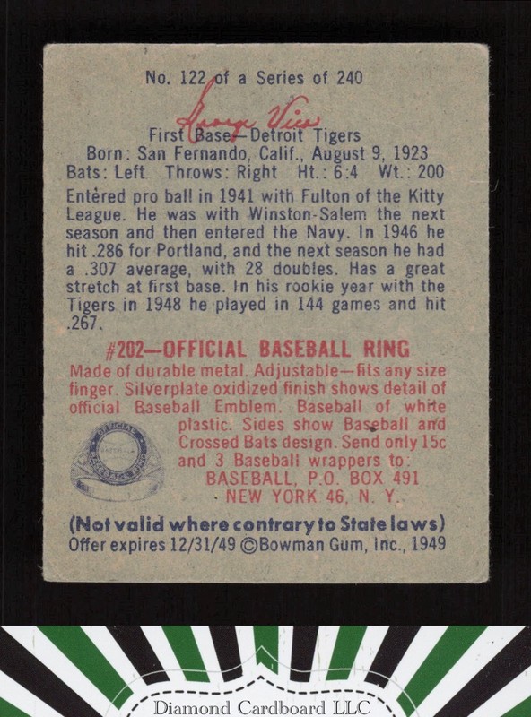 1949 Bowman #122 George Vico VG [CENTERED] b, back