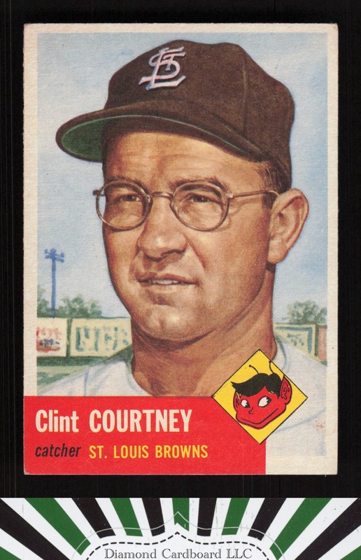 1953 Topps #127 Clint Courtney : Bio uses black text VGEX+ e, front