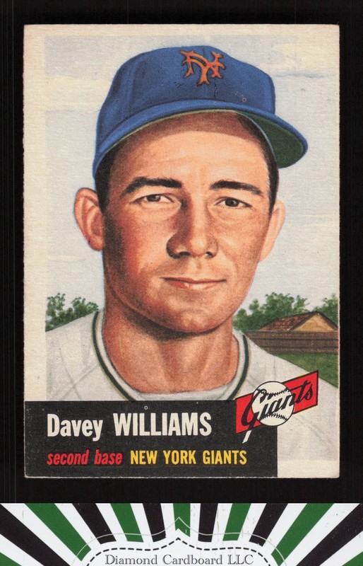1953 Topps #120 Davey Williams : Bio uses black text VGEX f, front