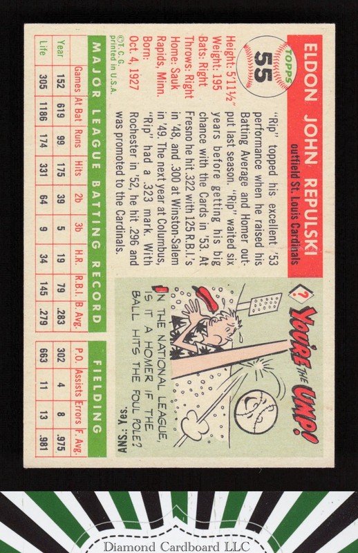 1955 Topps #55 Rip Repulski VGEX [CENTERED] c, back